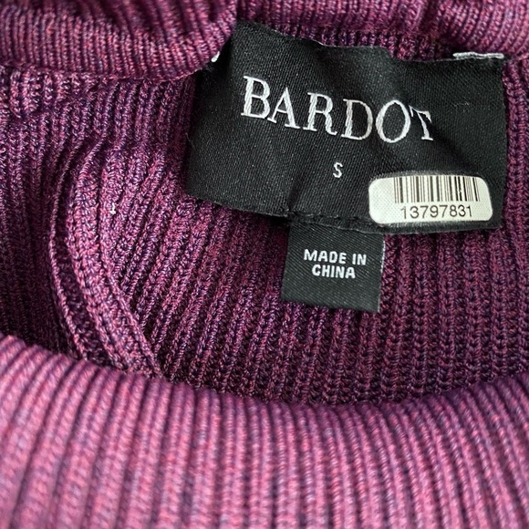 Bardot Santi Backless Sweater Dress Midi Long Sleeve Burgundy Rib Knit Size S - Picture 7 of 9